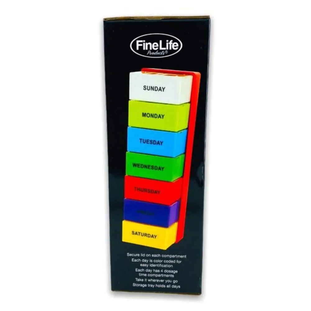 FineLife 7 Day Weekly Pill Organizer AM PM Vitamin Medicine Storage Travel Case